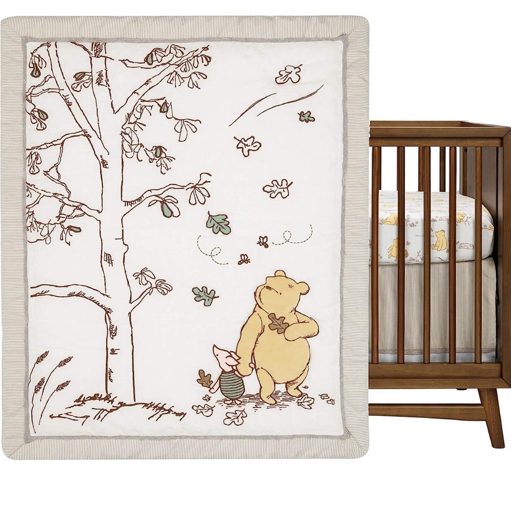 BRAND NEW Lambs& Ivy Disney Baby Storytime Pooh 3-Piece Nursery Crib Bedding Set